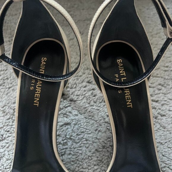 Saint Laurent YSL Ivory Nude Powder Jane Strap Sandal Pumps - Picture 3 of 8